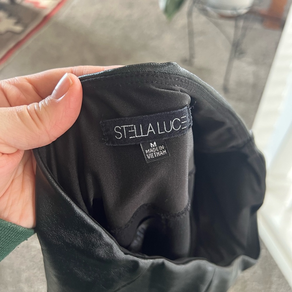 Stella Luce Midnight Faux Black Leather Leggings